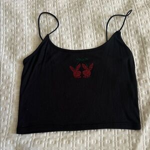 PLAYBOY by pacsun XS Black Camisole with Cherry Design